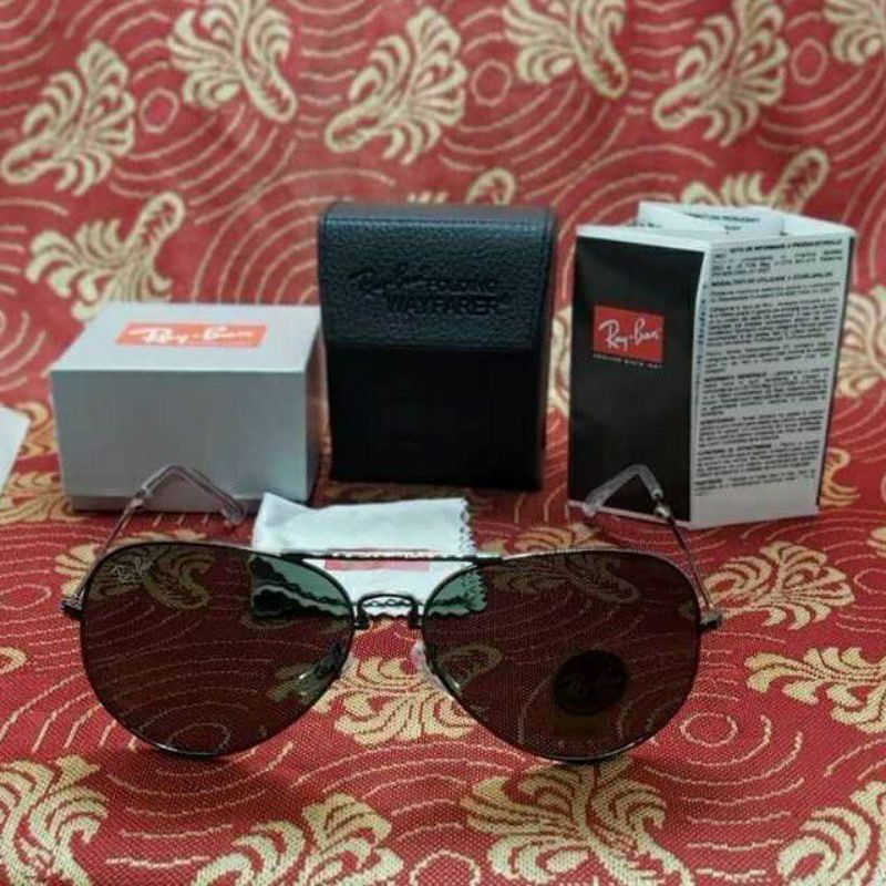 Kính mát gấp gọn Rayban chống tia UV cao cấp - Kính râm nam nữ full hộp bao da