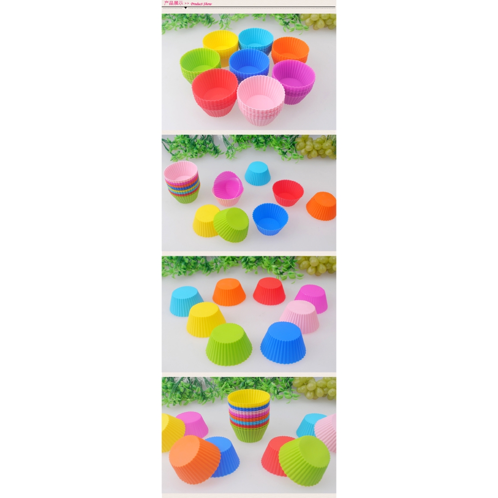 Silicone Khuôn Silicon Làm Bánh Muffin 7cm 8 Màu Tiện Dụng