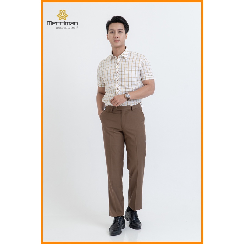 Quần âu nam cao cấp Merriman ống suông THMP051 - BROWN