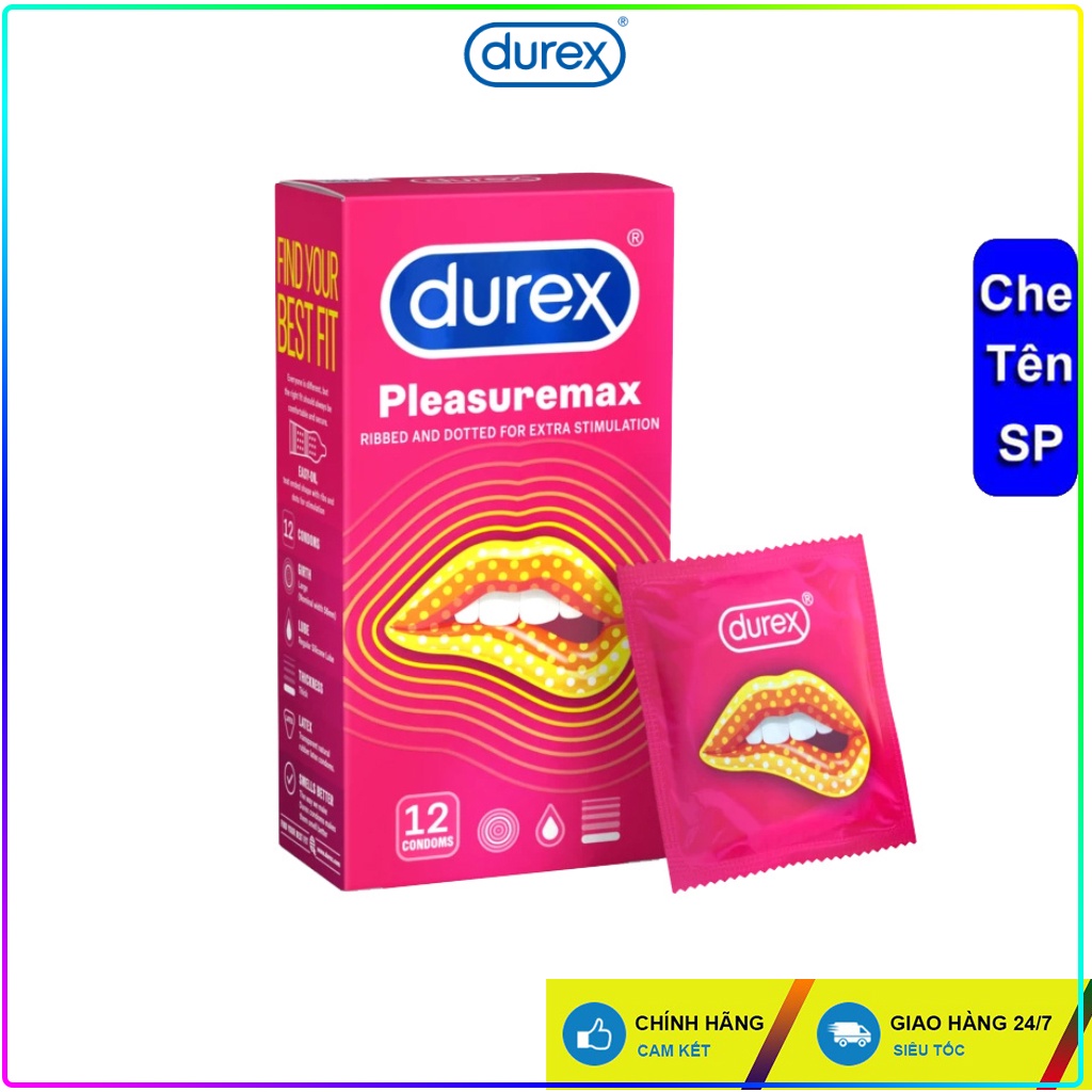 Durex Plesuremax 12 bao. Bao cao su Oleo Max Power gân gai chính hãng