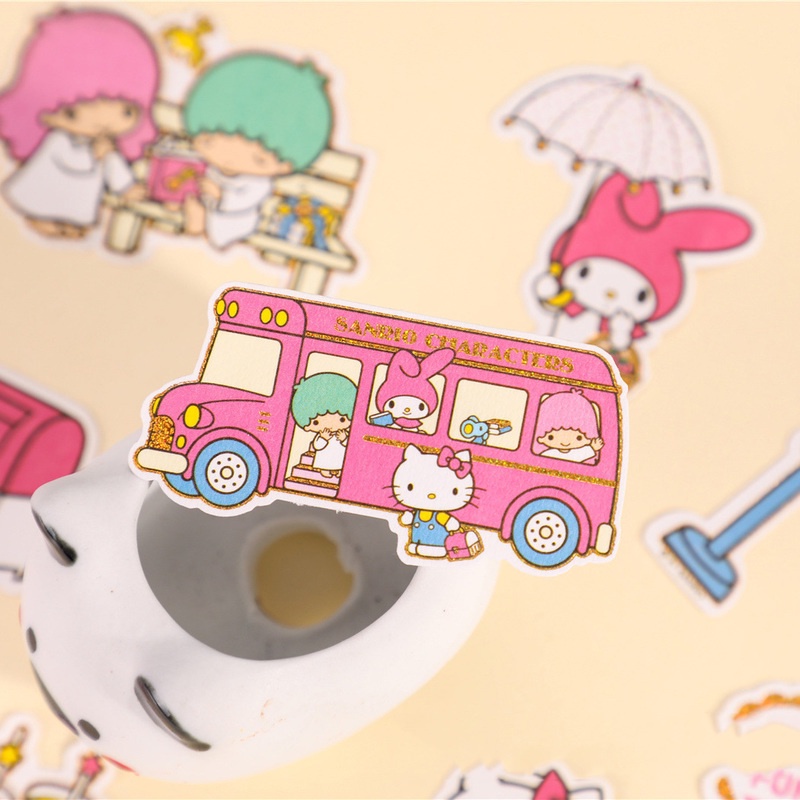 SANRIO Bộ 24 Miếng Dán Trang Trí Sổ Tay Hình Mèo Hello Kitty DIY