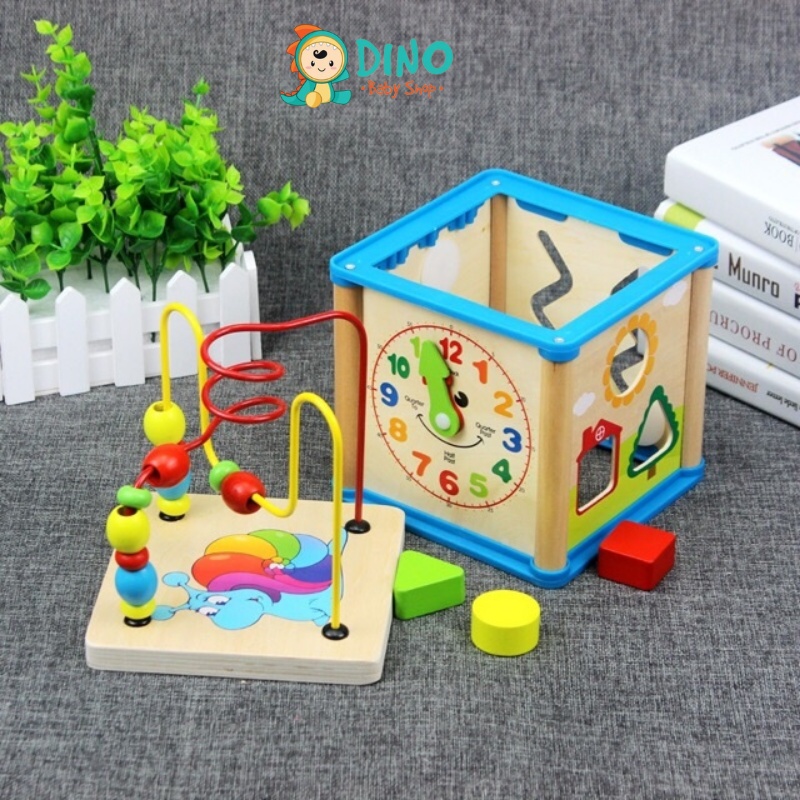 Đồ chơi giáo dục bằng gỗ đa chức năng, đồ chơi gỗ montessori rèn luyện tư duy cho bé Dino