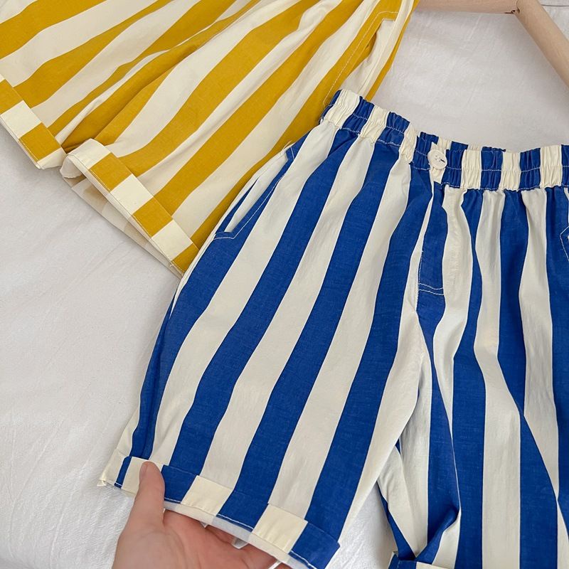 [Babycat Hàng Có Sẵn Quần Short Mỏng Kẻ Sọc Phong Cách Hàn Quốc Thời Trang Mùa Hè Hàng Mới 2022 Dành Cho Bé Trai