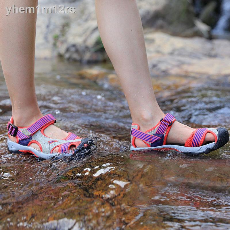 ✹▤Dép thể thao HUMTTO giày đi biển nữ lội nam Baotou chống trượt mùa hè ngoài trời Câu cá