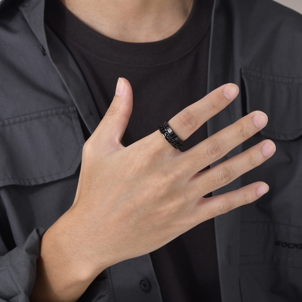 Nhẫn Xoay 8mm Màu Đen / Vàng / Bạc Phong Cách Viking Thời Trang Cho Nam