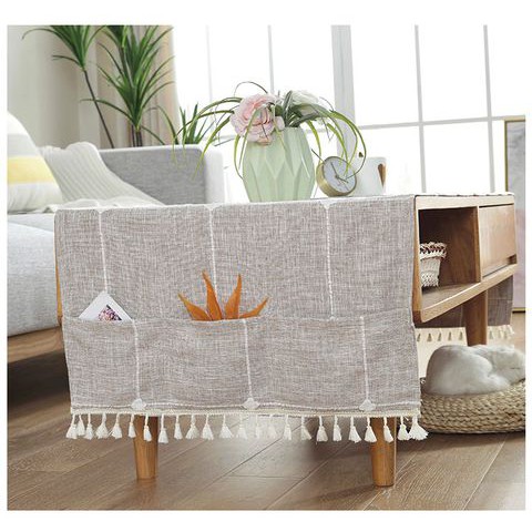 KHĂN TRẢI BÀN TRÀ LAN DECOR  HỌA TIẾT Ô VUÔNG XÁM-TBT358