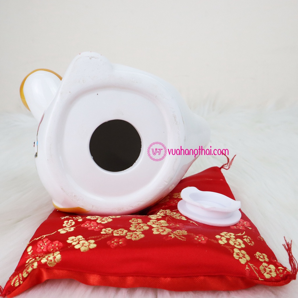 Mèo Thần Tài May Mắn Maneki Neko có ống heo - Túi Tài Lộc Hút Tài, Ban Lộc