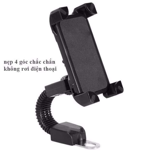 Giá Đỡ Điện Thoại Gắn Xe Máy - Thiết Kế Kẹp 4 Cạnh Treo Điện Thoại Vào Gương Chiếu Hậu Cực Chắc Chắn
