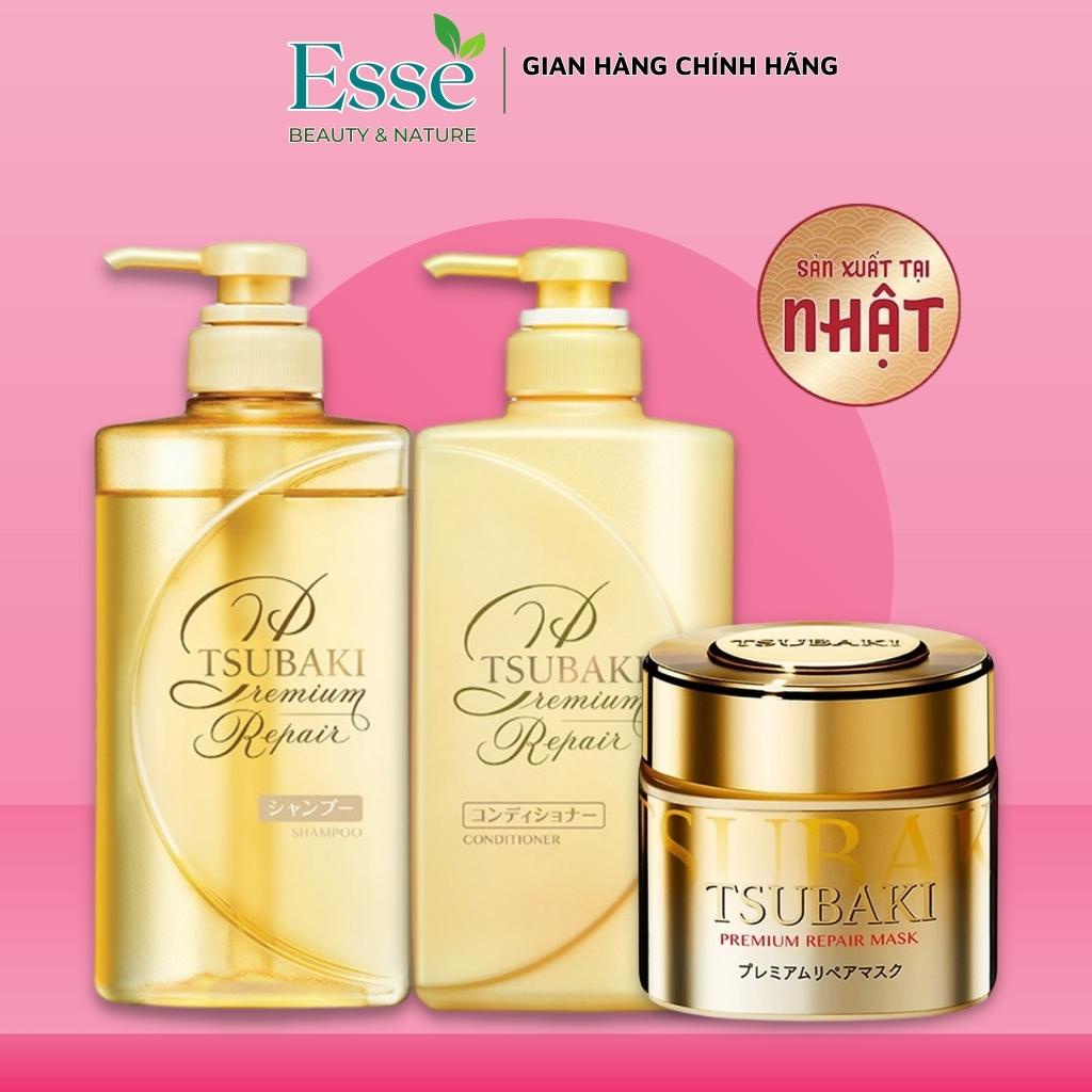 Combo Dầu gội xả Tsubaki Premium Repair 490ml và Mặt nạ ủ tóc Tsubaki 180g - Phục hồi ngăn rụng tóc (CHÍNH HÃNG)