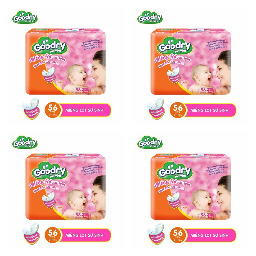 [Freeship] Combo 4 bịch lót sơ sinh new born Kazuo NB1-52 miếng ( 0-1 tháng )