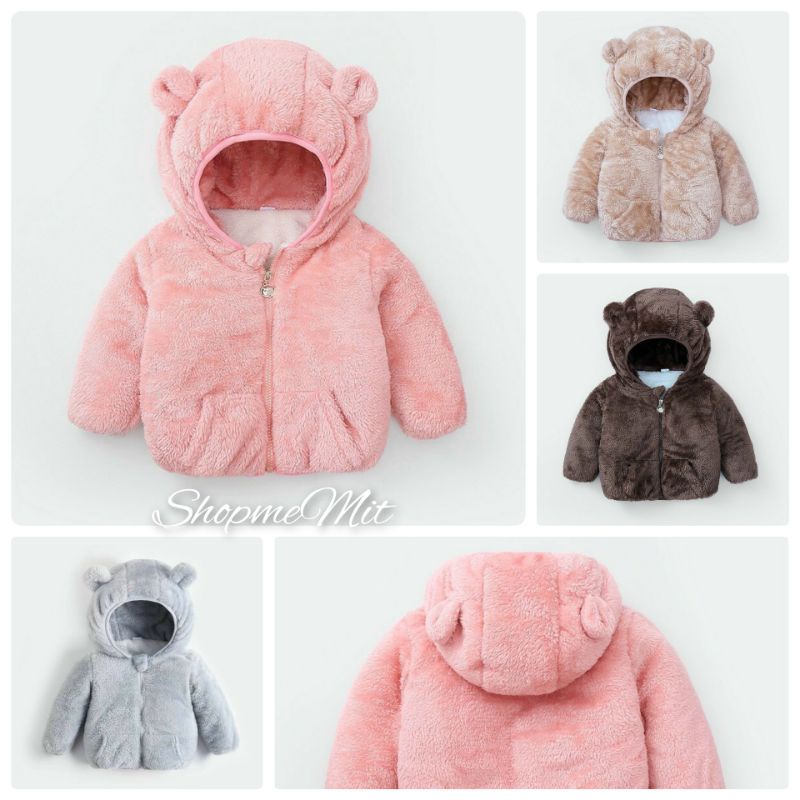 Áo khoác lông thỏ⚡FREESHIP⚡đại hàn 2 lớp lông siêu ấm, siêu mềm mịn cho bé