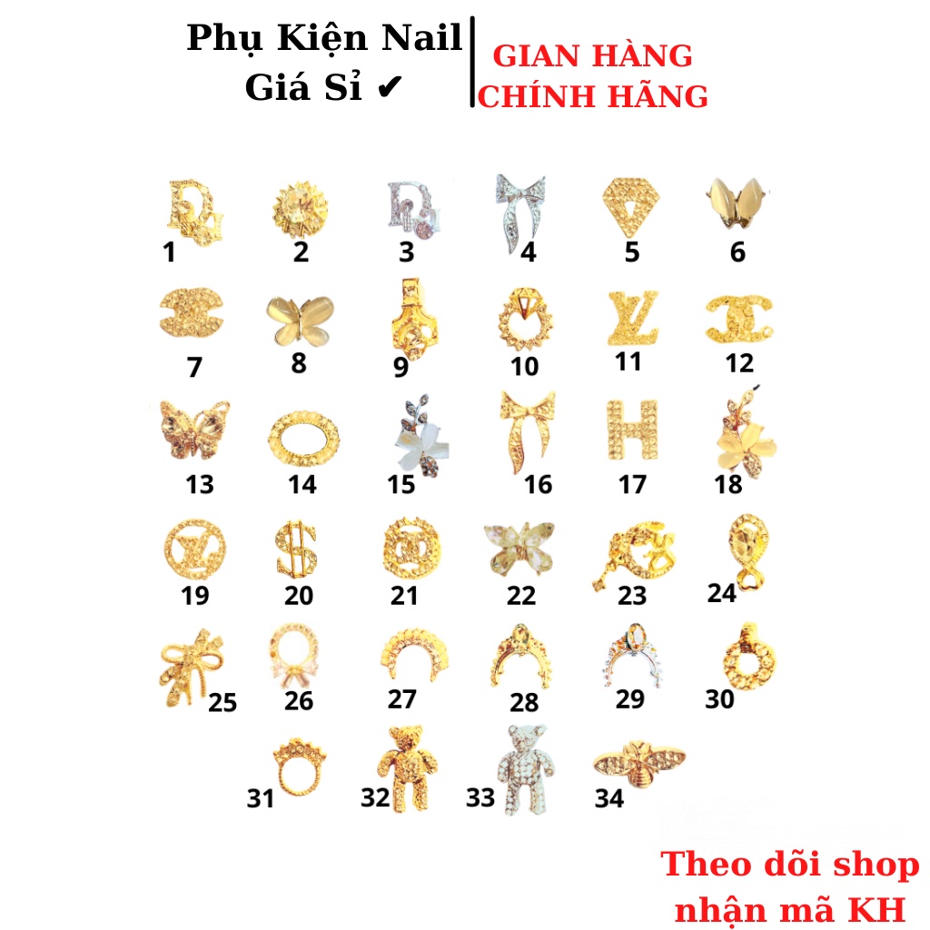 Charm nail gắn móng , charm trang trí móng cao cấp 1-20