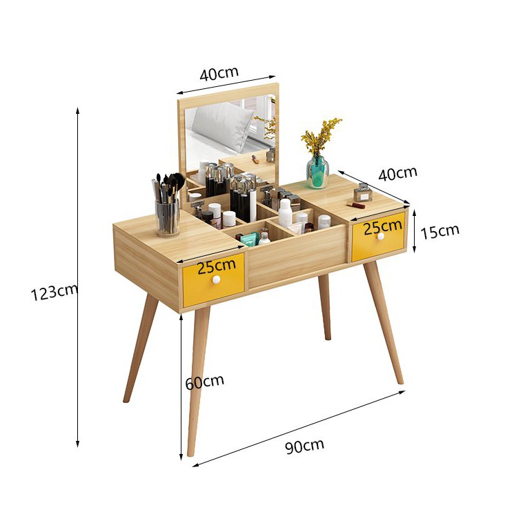 [ CỰC PHẨM ] Bàn Trang Điểm, bàn phấn 2 Ngăn Kéo( kèm ghế ngồi) Màu Vân Gỗ Vàng- GP43.2+ GC03