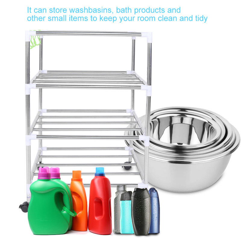 Four-Layer Stainless Steel Washbasin Stand Toiletries, Hanging Towel Washbasin