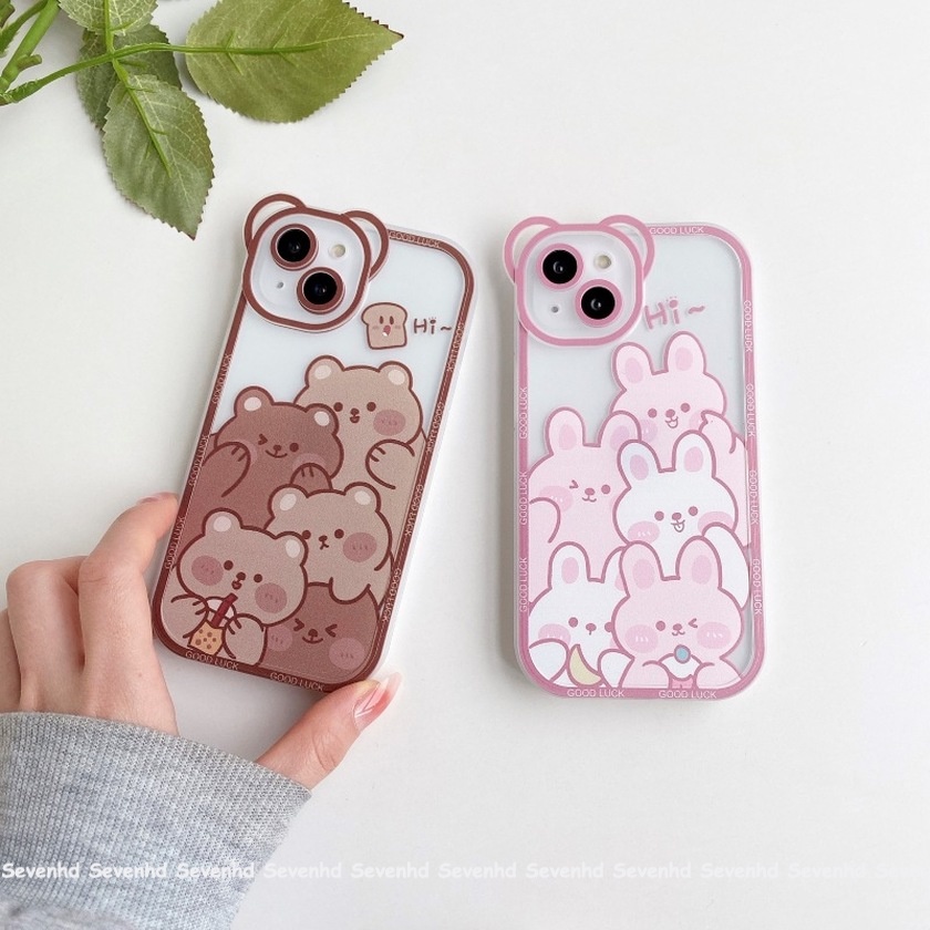 Ốp Điện Thoại Mềm Họa Tiết Tai Thỏ / Gấu Hoạt Hình Cho iPhone 13 12 11 Pro Max Xs Max Xr X 7 8 6 6s Plus