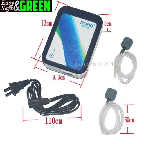 Máy sủi oxy tích điện SB-3000, sục sủi oxy bể cá cảnh
