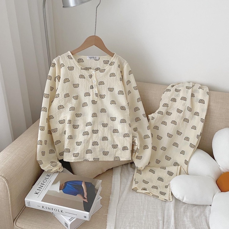 [Ảnh thật] Set bộ ngủ đũi xốp cổ trụ cúc tay bo chun cực xinh đủ màu