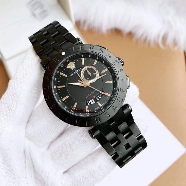 Đồng hồ nam Versace GMT Alarm Black Plated Men's Watch