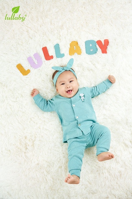 Bộ Dài Tay Cúc Giữa Vân Sọc LULLABY Cực Yêu Cho Bé (4 Màu)