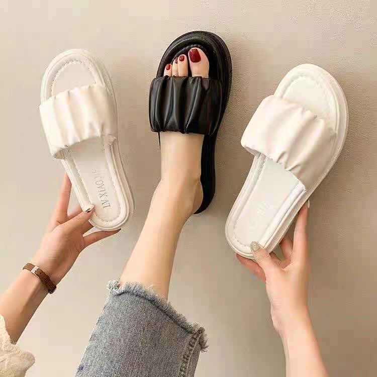 Dép Nữ Quai Ngang Nhún Bèo Độn Đế mã H3