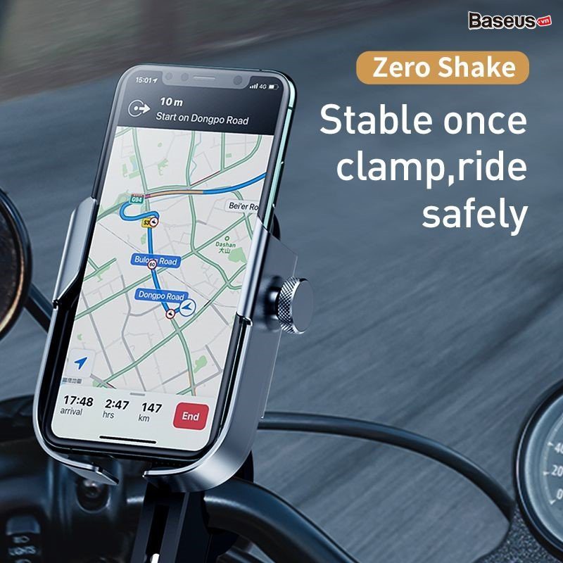 <Luxury> Giá đỡ điện thoại kẹp điện thoại dùng cho xe máy xe đạp Baseus Armor Motorcycle Holder lắp linh hoạt tiện lợi