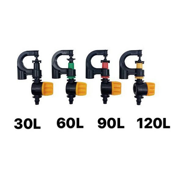 Giá sỉ Bịch 100 Béc G5 phun mưa tưới gốc chống côn trùng lưu lượng 30-60-90-120L/h, Bán kính 0-3,5m