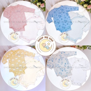 [CHAANG] Bodychip dino dài tay cúc chéo chất liệu cotton cho bé sơ sinh
