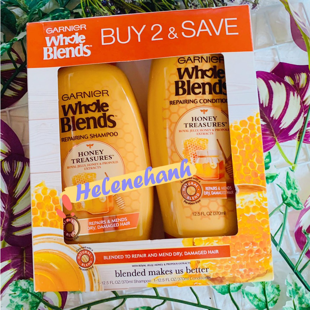 [USA] SET Dầu gội xả GARNIER WHOLE BLENDS Repairing 370ml