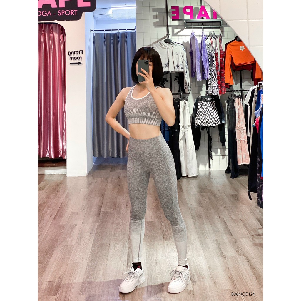 Áo bra tập gym dệt kẻ [ B364]