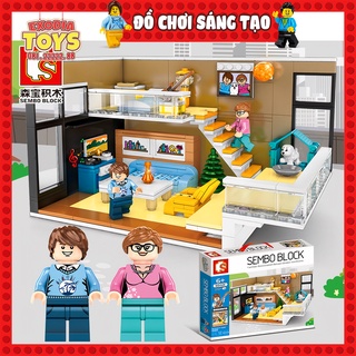 Xếp hình ngôi nhà của gia đình 2 vợ chồng người bắc âu - đồ chơi lắp ghép sáng tạo - sembo 601501