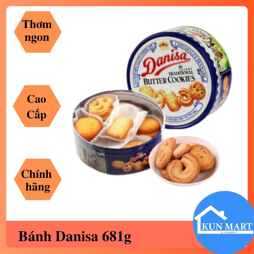 Bánh Quy FREESHIP Bánh Quy Bơ DANISA DNS03 Cao Cấp Sang Trọng Làm Qùa Biếu Tết Hộp Sắt 681g