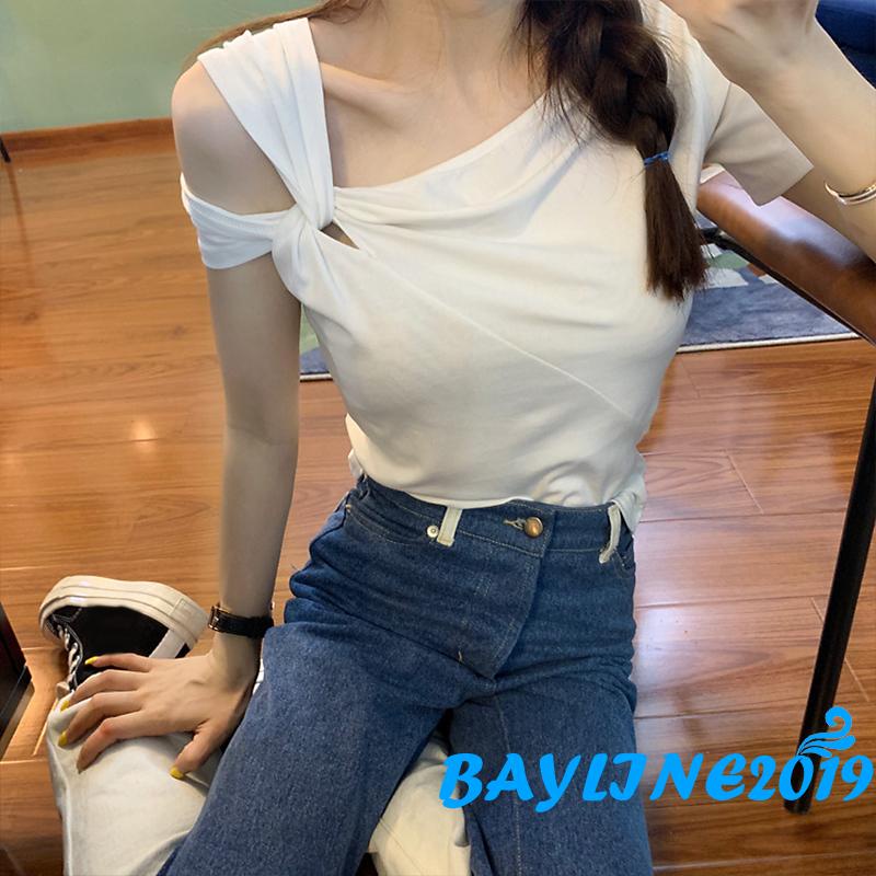 Áo Thun Tay Ngắn Thiết Kế Thắt Nút Chéo Thời Trang Cho Nữ