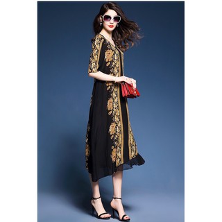 ĐẦM SUÔNG LỤA HOẠ TIẾT SANG TRỌNG