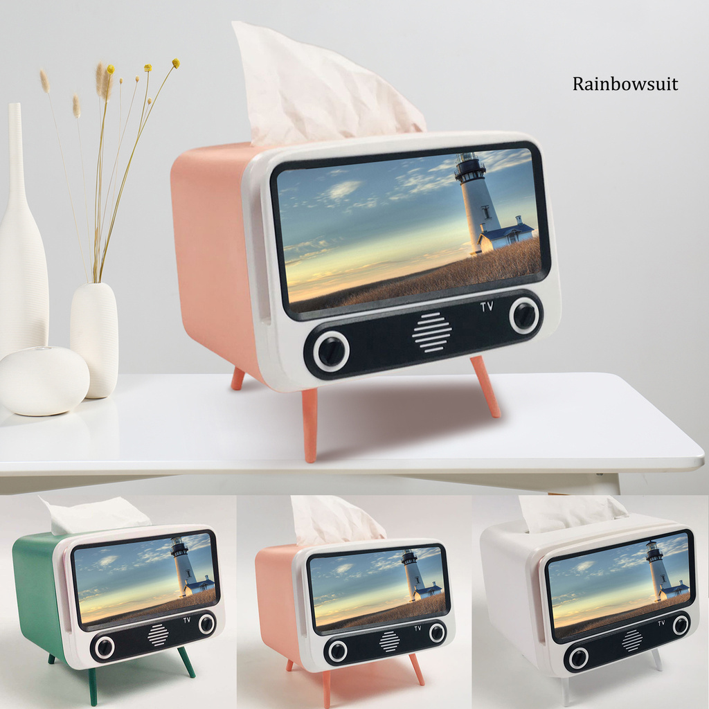 RB- Phone Holder TV Shape Multifunctional Bracket Creative Tissue Box Bedroom