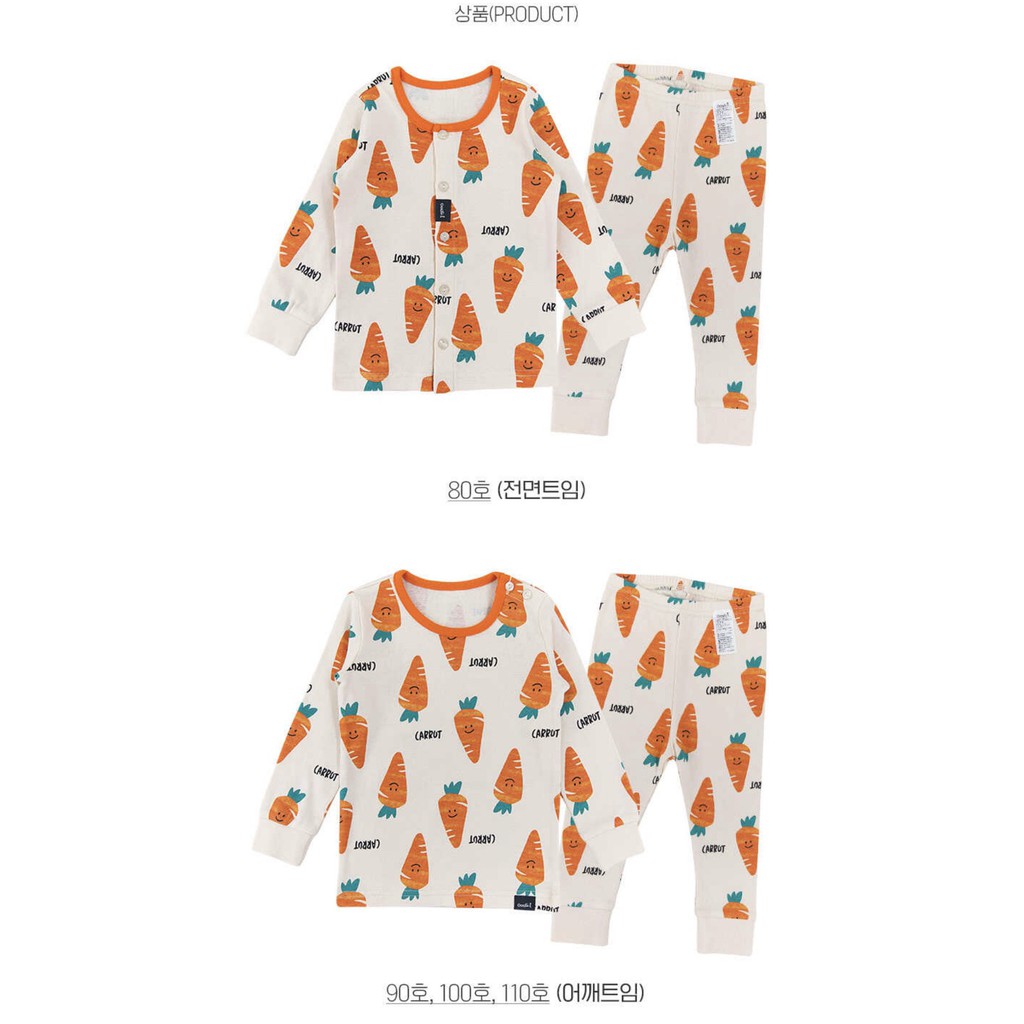 ĐỒ THU ĐÔNG BỘ DÀI TAY CAO CẤP TRẺ EM CỦA HÃNG CORDI-I, CHẤT THUN COTTON ORGANIC, MẪU CÀ RỐT