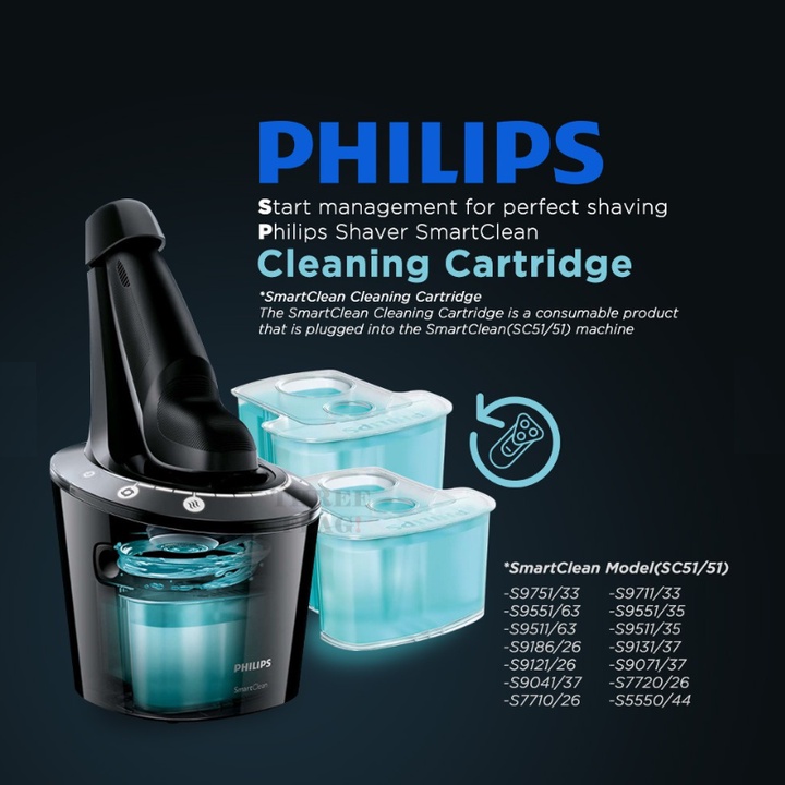 Dung dịch vệ sinh lưỡi máy cạo râu Philips, tích hợp với mọi cốc sạc SmartClean của Philips. mã  JC302/52