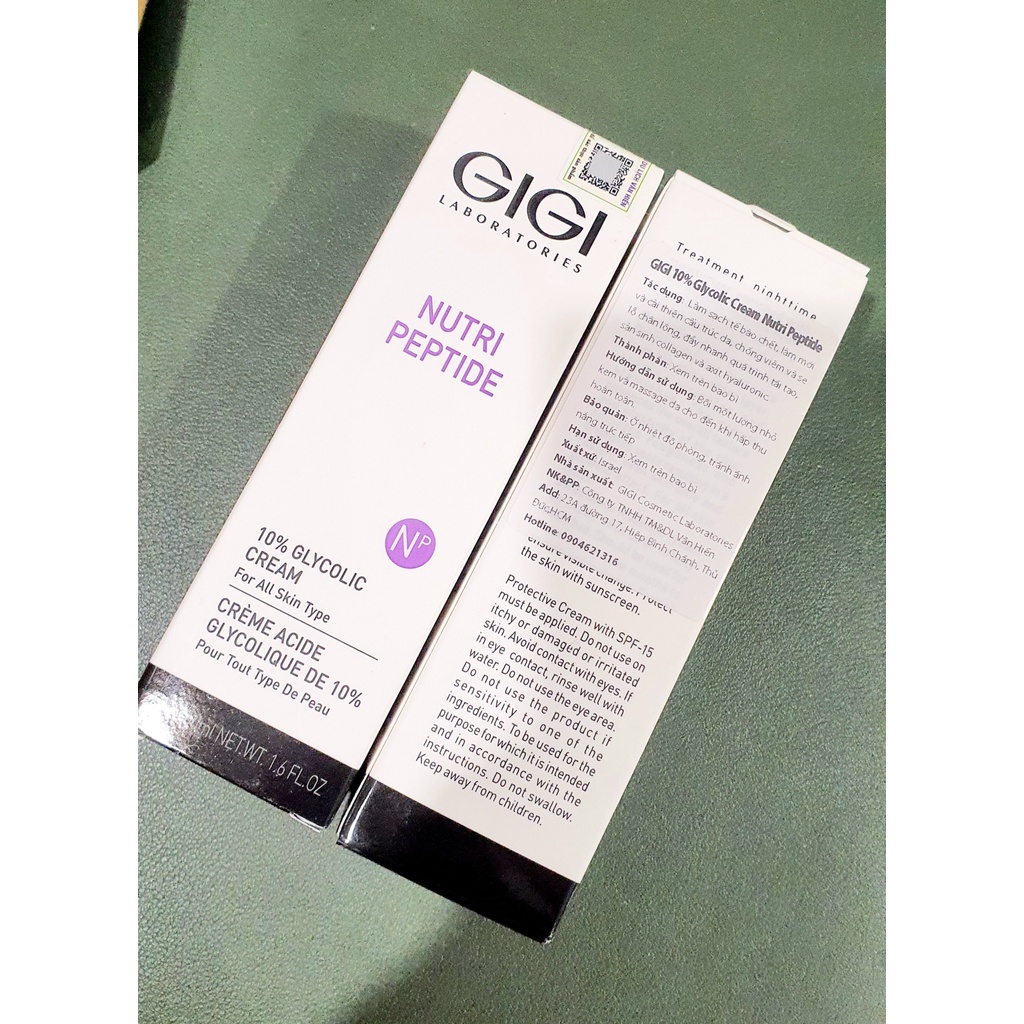 GIGI Nutri Peptide Glycolic Cream 10% Kem Dưỡng Tẩy Da Chết Làm Sáng Da, Chống Lão Hóa 50ml