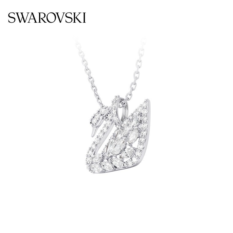 Swarovski Vòng cổ nữ SWAN LAKE Quà tặng cá tính đơn giản, thanh lịch và tinh tế cho bạn gái, mạ Rhodium 5296469