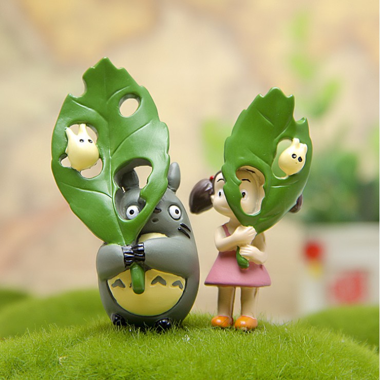 Mô hình Tiểu Mai che lá với Chibi Totoro dùng trang trí tiểu cảnh, làm móc khóa, DIY