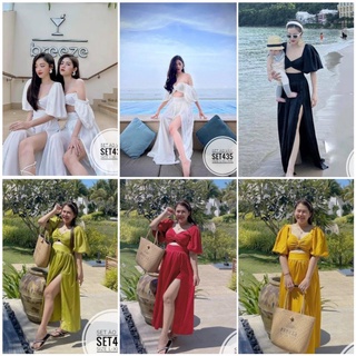 BIGSIZE Set áo váy SET435 set maxi bikini đi biển cân nặng 50kg đến 95kg Msbigsize