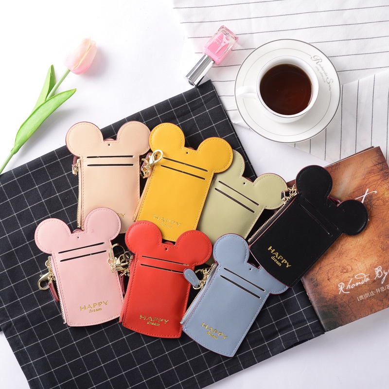 Bộ túi đựng thẻ có khóa kéo hình mickey cho học sinh, nhân viên