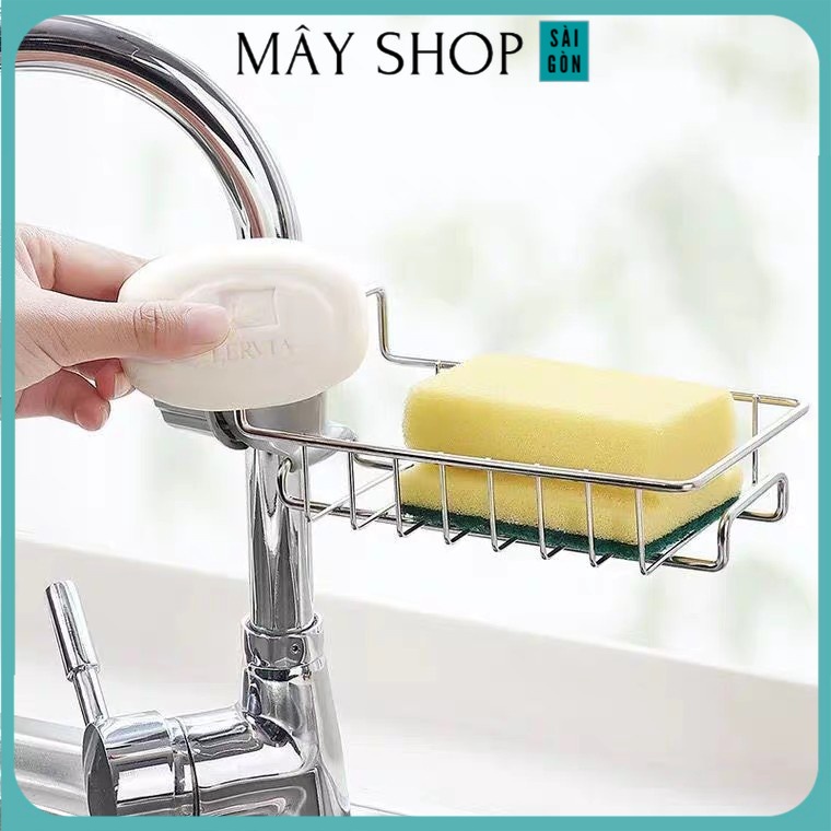 Khay Rổ iNox Gắn Vòi Bồn Rửa Chén - Giá Kệ Đựng Vật Dụng Rửa Chén Gắn Vòi Rửa Bát - MÂY SHOP SÀI GÒN