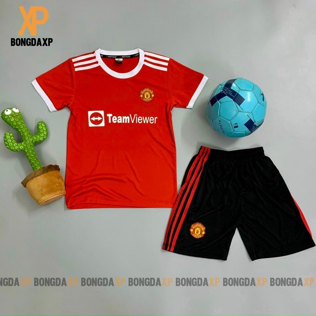 Quần áo bóng đá, đồ đá banh trẻ em CLB Manchester Đỏ Vải thun lạnh cao cấp