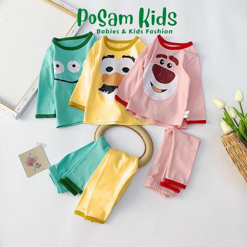 Đồ Bộ Dài Tay Cho Bé, Bộ Cotton Co Giãn Cho Bé Trai Bé Gái Mềm Mịn Họa Tiết Siêu Dễ Thương- PoSam Kids