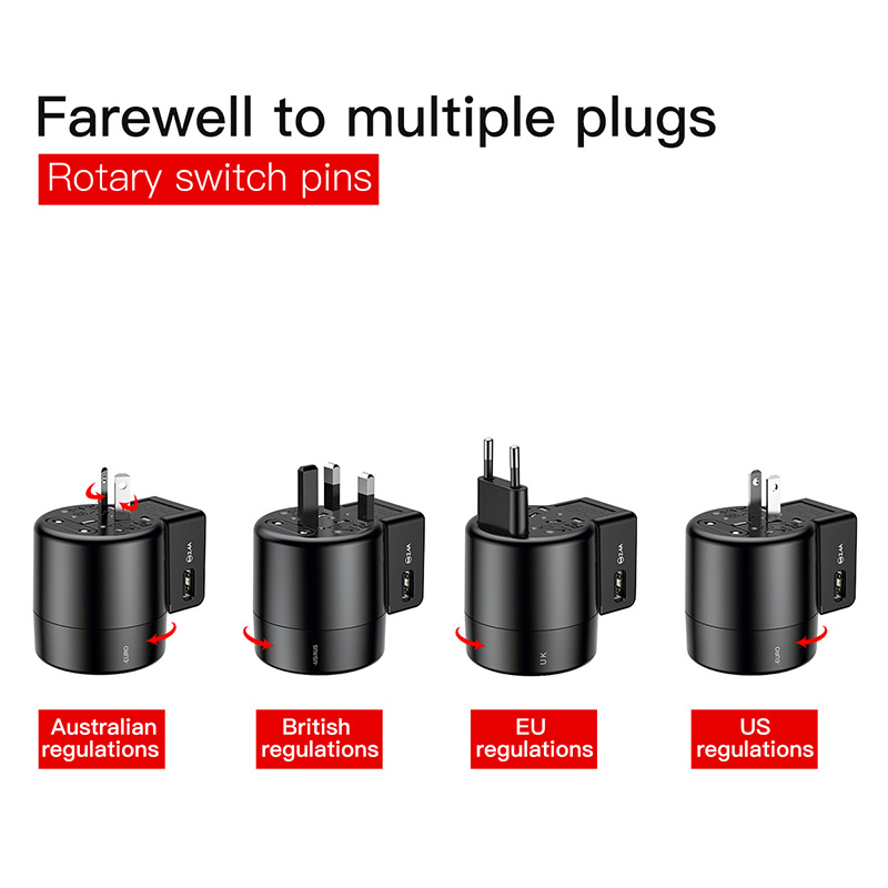 Đầu Sạc Usb Đa Năng Baseus Us Uk Úc