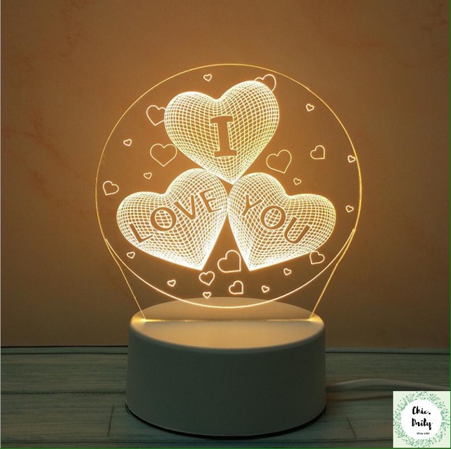 Quà tặng người thân yêu cực ý nghĩa, Đèn ngủ 3D I love you xinh lung linh, cực sáng tạo để bàn đẹp