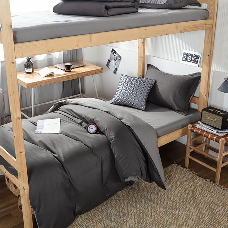 Bộ chăn ga trang trí giường tầng phòng ngủ ký túc xá cho sinh viên màu đơn sắc decor tối giản Chato Bedding