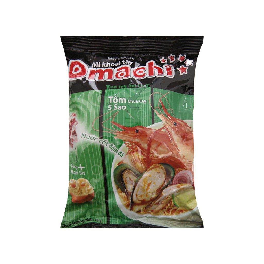 Lốc 5 Gói Mì khoai tây Omachi Tôm Chua Cay Gói 78g