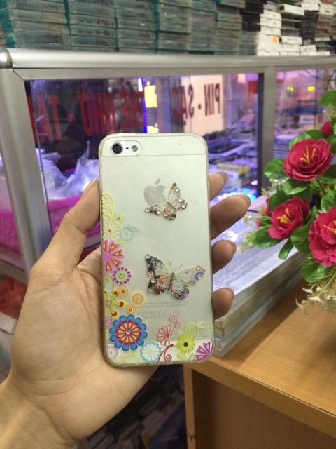 Ốp ip5/5s Hình Hoa  Bướm Đính đá