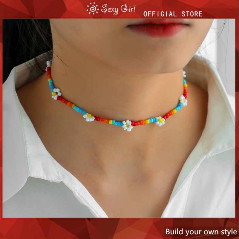 Vòng Cổ Choker Đính Hạt Nhiều Màu Sắc Phong Cách Bohemian Thời Trang